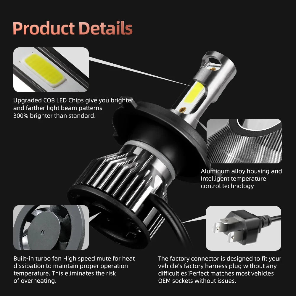 COB LED Roadsun 150W 6000k 30000LM H1 H4/9003/HB2 HB1/9004 H7 H11 H13 HB3/9005 HB4/9006 HIR2/9012